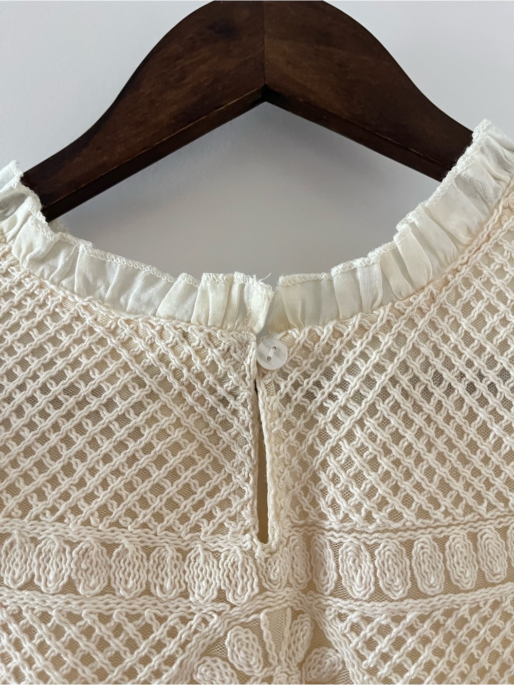 Cream Lace Ruffle Women's Top - Picture 3 of 5